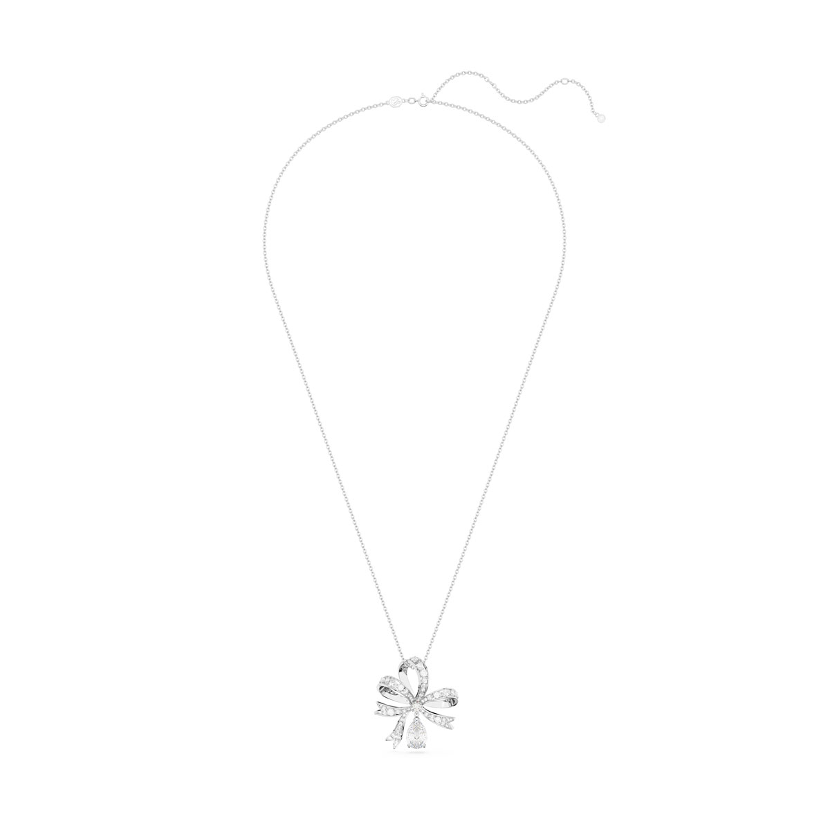 Swarovski Jewelry Necklace Volta, Pendant L Bow White, Rhodium